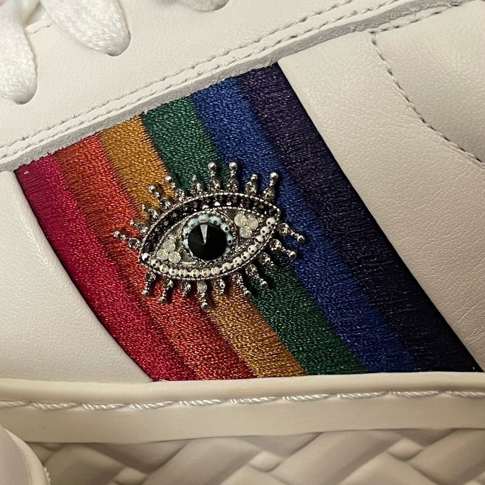 NEW Kurt Geiger London Brixton Lane Evil Eye Rainbow Low Top Leather Sneaker 7.5 - Picture 7 of 12